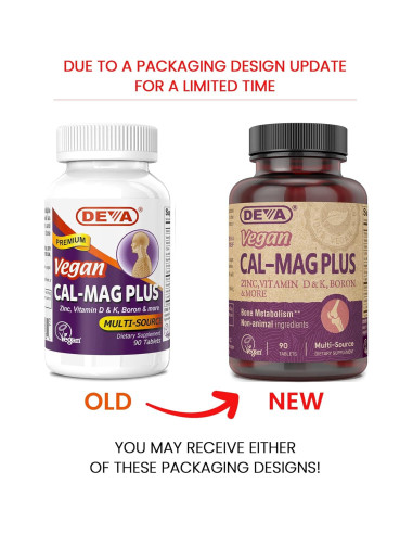 Suplemento Vegano Calcio y Magnesio DEVA 90 Tabletas x 2