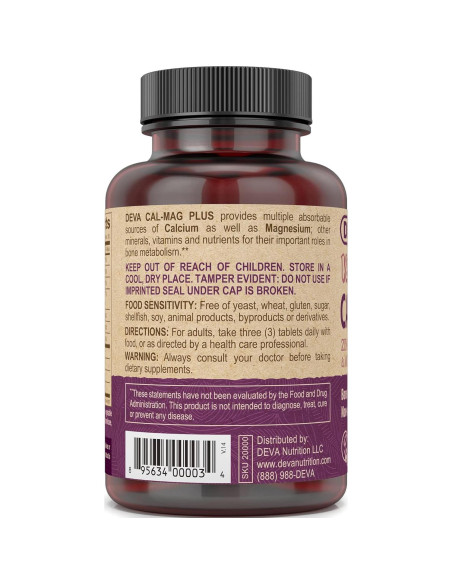 Suplemento Vegano Calcio y Magnesio DEVA 90 Tabletas x 2