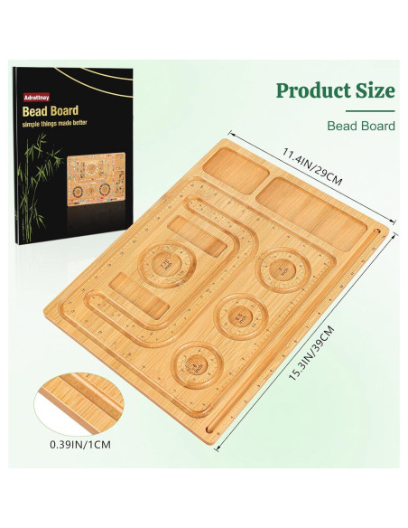 Tablero de cuentas de bambú Adrattnay para hacer joyas 39x29cm