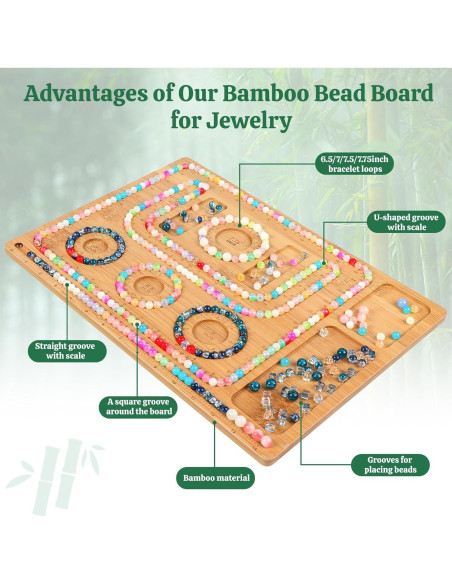 Tablero de cuentas de bambú Adrattnay para hacer joyas 39x29cm