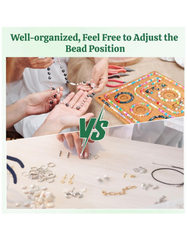 Tablero de cuentas de bambú Adrattnay para hacer joyas 39x29cm