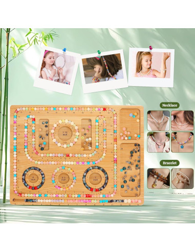 Tablero de cuentas de bambú Adrattnay para hacer joyas 39x29cm