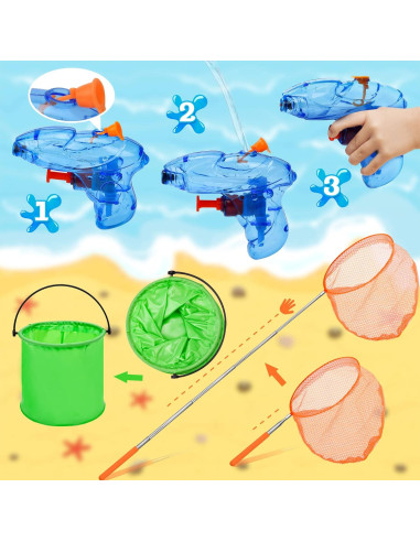 Juego de Pesca para Niños Abitoncc 14 Piezas Redes y Pistolas