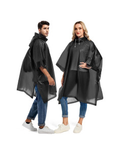2 Ponchos de Lluvia Reutilizables Borogo para Adultos - Negro