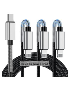 3Pack Cable de Carga Rápida 3A Kitminun 10 Pies Lightning