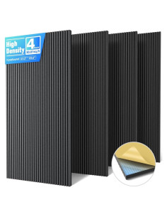 Paquete de 4 Paneles Acústicos Absorbentes de Sonido 120x60cm Negro