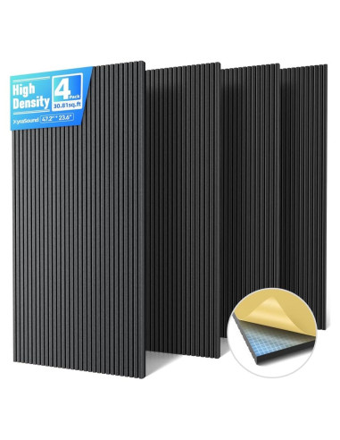 Paquete de 4 Paneles Acústicos Absorbentes de Sonido 120x60cm Negro