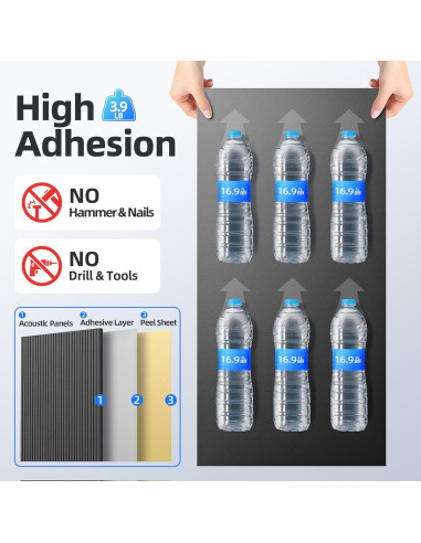 Paquete de 4 Paneles Acústicos Absorbentes de Sonido 120x60cm Negro