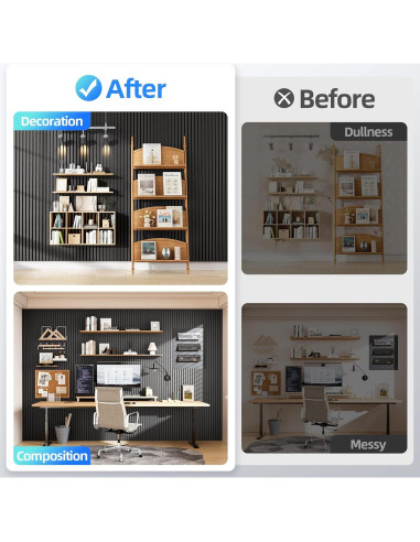 Paquete de 4 Paneles Acústicos Absorbentes de Sonido 120x60cm Negro