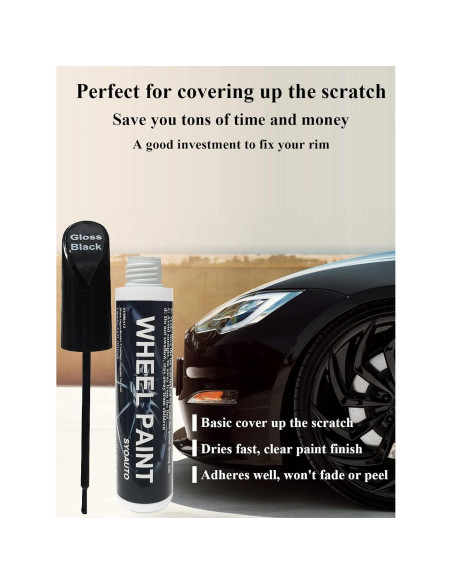 Pintura de Retoque para Llantas SYOAUTO Negro Brillante 12ml