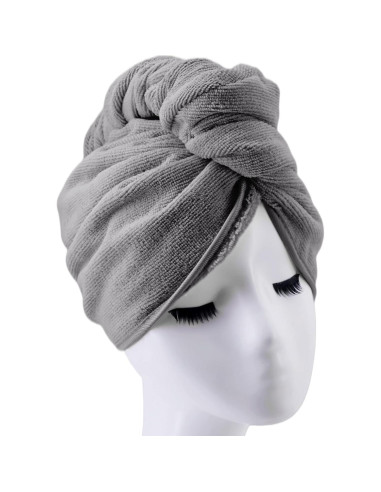 Toalla de Secado para Cabello Microfibra POLYTE 30.5x71 cm 2 Pzas Gris