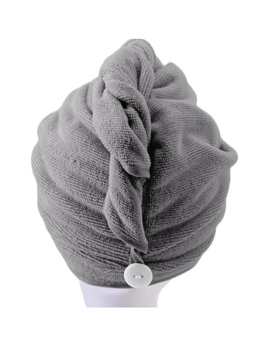 Toalla de Secado para Cabello Microfibra POLYTE 30.5x71 cm 2 Pzas Gris