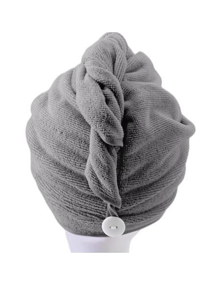 Toalla de Secado para Cabello Microfibra POLYTE 30.5x71 cm 2 Pzas Gris