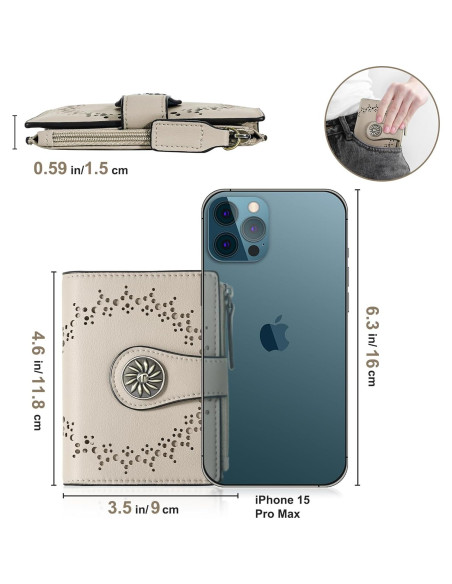 Billetera Bifold para Mujeres Tipmile con Bloqueo RFID Beige