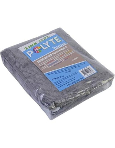 Toalla de Secado para Cabello Microfibra POLYTE 30.5x71 cm 2 Pzas Gris