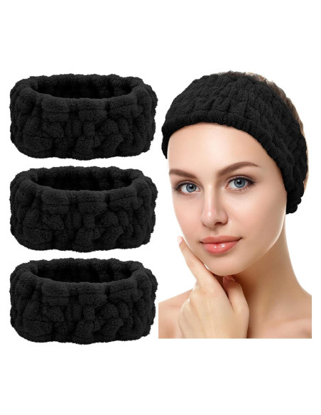 Banda de Cabeza Spa Chuangdi 3 Piezas Microfibra Negra