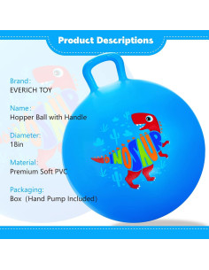 Bola Saltarina EVERICH TOY 45cm Dinosaurio Azul para Niños 2