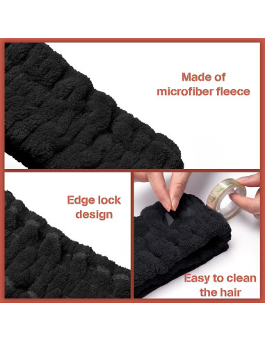 Banda de Cabeza Spa Chuangdi 3 Piezas Microfibra Negra