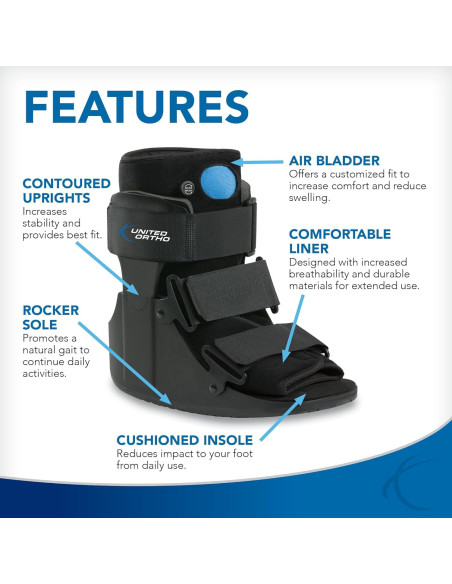 Botín de Fractura Corto Air Cam United Ortho USA14111, Negro
