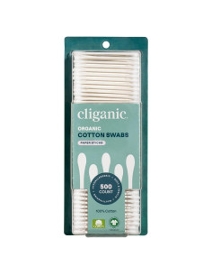 Hisopos de Algodón Orgánico Cliganic 500 Unidades Hipoalergénicos