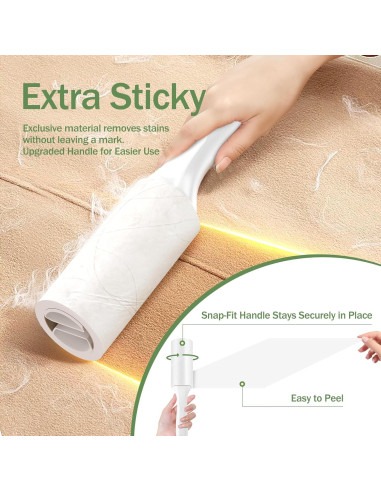 Rodillo Adhesivo Beitophome 100 Hojas Extra Pegajoso para Pelo de Mascota