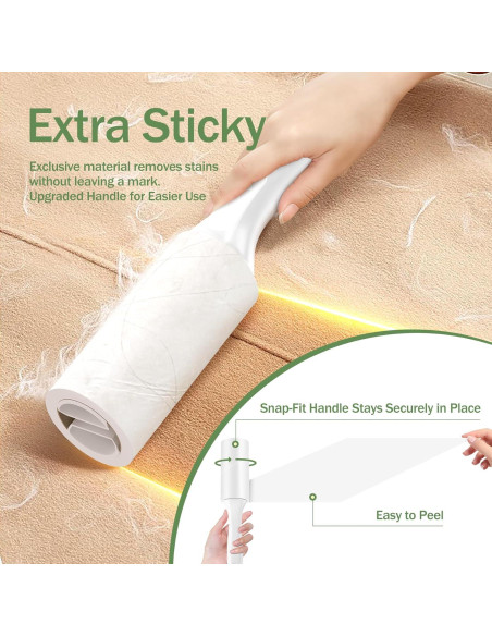 Rodillo Adhesivo Beitophome 100 Hojas Extra Pegajoso para Pelo de Mascota