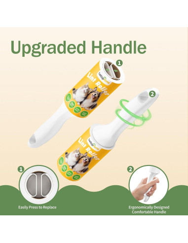 Rodillo Adhesivo Beitophome 100 Hojas Extra Pegajoso para Pelo de Mascota