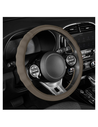 Cubierta de Volante de Cuero Beige Motor Trend SW-810 Universal