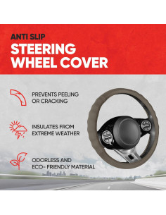 Cubierta de Volante de Cuero Beige Motor Trend SW-810 Universal 2