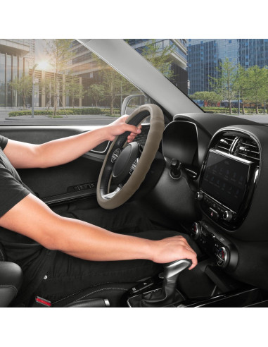 Cubierta de Volante de Cuero Beige Motor Trend SW-810 Universal