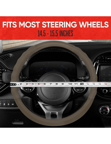 Cubierta de Volante de Cuero Beige Motor Trend SW-810 Universal