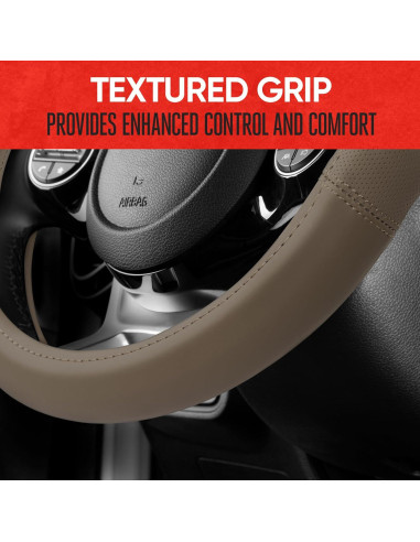 Cubierta de Volante de Cuero Beige Motor Trend SW-810 Universal