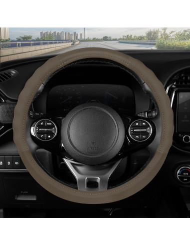 Cubierta de Volante de Cuero Beige Motor Trend SW-810 Universal