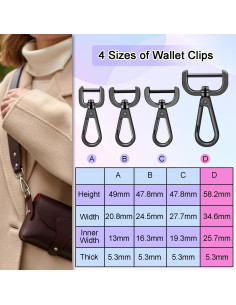 4 Ganchos de Metal Desmontables CooBigo para Bolsos 25.7mm 2