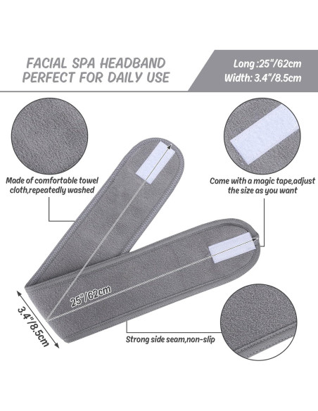 Cintas para la cabeza Whaline 3 piezas toalla suave ajustable