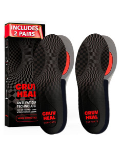2 Paquetes de Plantillas Ortopédicas CRUVHEAL para Trabajo - Soporte Arco Medio Antifatiga - Tamaño S