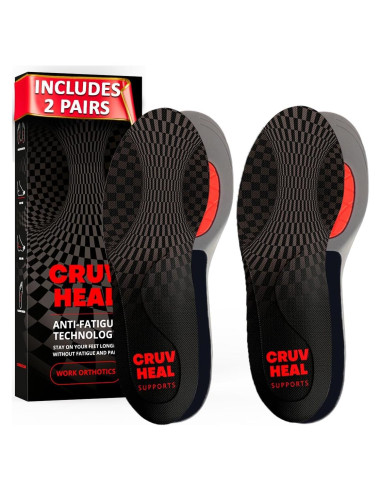 2 Paquetes de Plantillas Ortopédicas CRUVHEAL para Trabajo - Soporte Arco Medio Antifatiga - Tamaño S