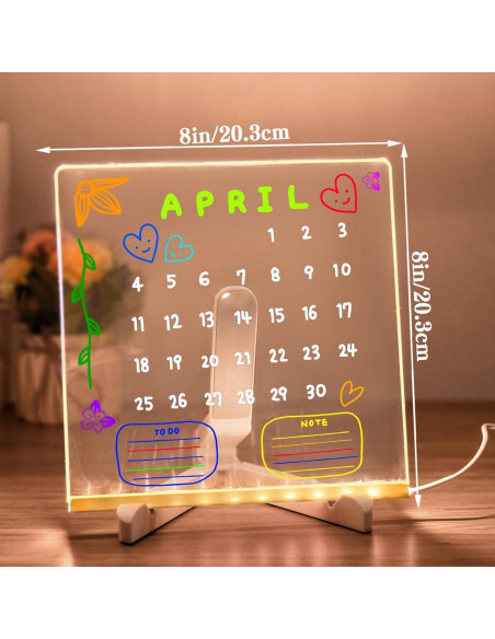 Tablero de Notas LED MOUNTCLIM 20.32x20.32 cm con 12 Marcadores