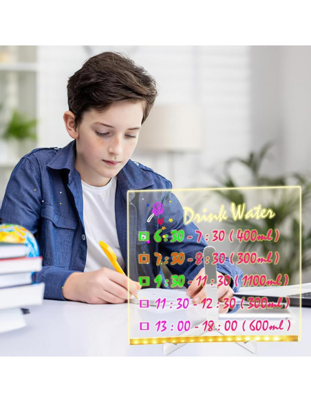 Tablero de Notas LED MOUNTCLIM 20.32x20.32 cm con 12 Marcadores