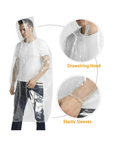 Ponchos de Lluvia Desechables Cosowe 10 Pack Adultos Unisex
