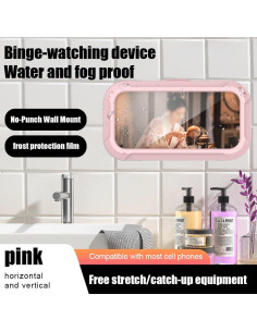 Soporte para Teléfono de Ducha Hynhsun Rosa Ajustable 360 2