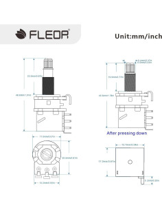 FLEOR Potenciómetros de Guitarra A250K Push Push 2 Pcs 2