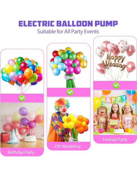 Bomba de aire eléctrica Biapian 3 en 1 para globos y inflables