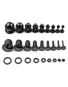 Kit de Estiramiento de Orejas 9 Pares Acero Inoxidable 14G-00G