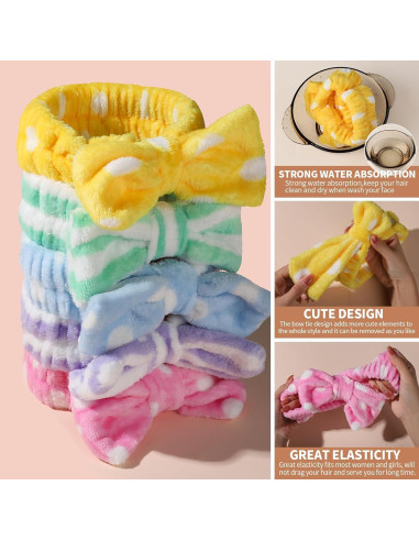 Diademas de Maquillaje Teenitor 5 Piezas Microfibra Colorida