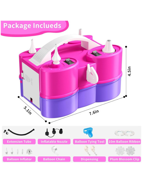 Bomba de aire eléctrica Biapian 3 en 1 para globos y inflables