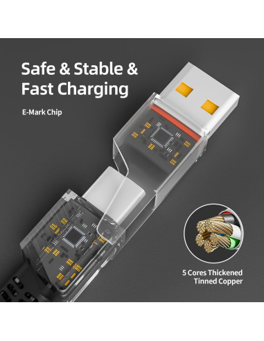 Cable de Carga Rápida 4 en 1 IDISON 1.22m USB-C Lightning