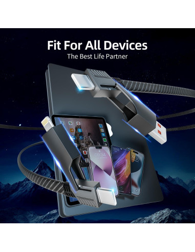 Cable de Carga Rápida 4 en 1 IDISON 1.22m USB-C Lightning