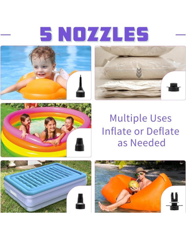 Bomba de aire eléctrica Biapian 3 en 1 para globos y inflables