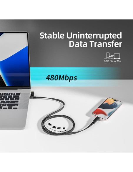 Cable de Carga Rápida 4 en 1 IDISON 1.22m USB-C Lightning